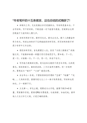 20年老笔杆的十五条箴言这也总结的忒精辟了！.docx