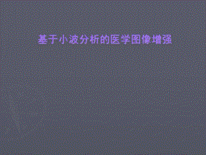 基于小波分析的医学图像增强 答辩PPT.ppt