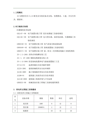 10kv变电所安装施工及调试方案施工方案.doc