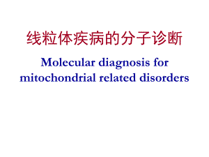 线粒体疾病的分子诊断.ppt