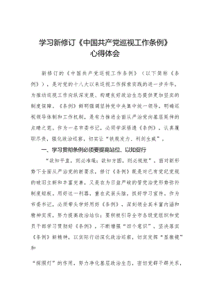 2024版新修订中国共产党巡视工作条例的学习心得体会十四篇.docx