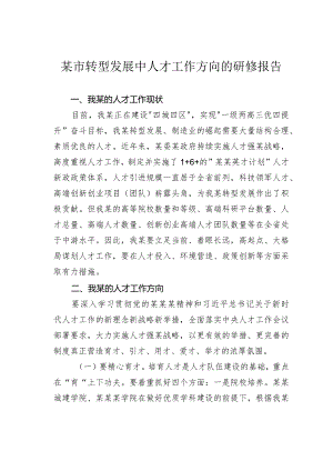 某市转型发展中人才工作方向的研修报告.docx