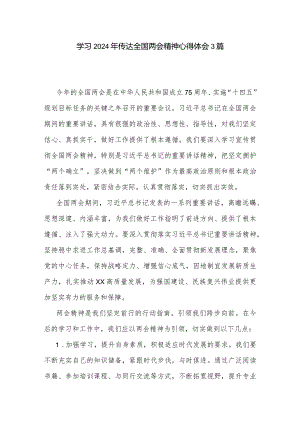 学习2024年传达全国两会精神心得体会3篇.docx