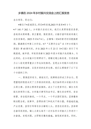 乡镇在2024年乡村振兴交流会上的汇报发言.docx
