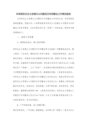 环保局形式主义官僚主义问题百日专项整治工作情况报告.docx