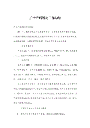 护士产后返岗工作总结.docx