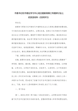 市委书记在市理论学习中心组主题教育第三专题研讨会上的发言材料.docx