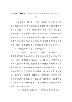 市局党组2024年一季度落实全面从严治党主体责任工作总结.docx