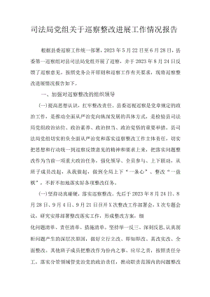 司法局党组关于巡察整改进展工作情况报告.docx