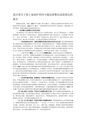 某区委关于黑土地保护利用专题巡察整改进展情况的报告.docx