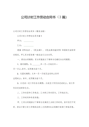 公司计时工作劳动合同书（3篇）.docx