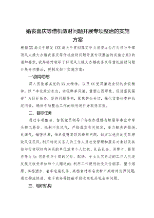 婚丧喜庆等借机敛财问题开展专项整治的实施方案.docx