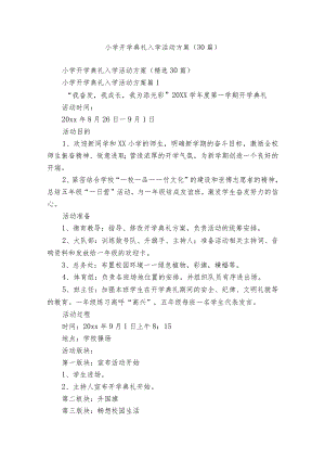 小学开学典礼入学活动方案（30篇）.docx
