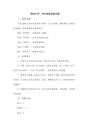 “阳光少年”评价体系实施方案.docx