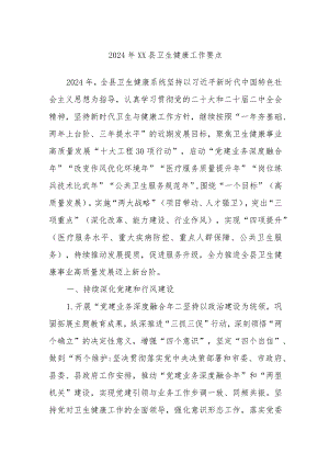 2024年XX县卫生健康工作要点.docx