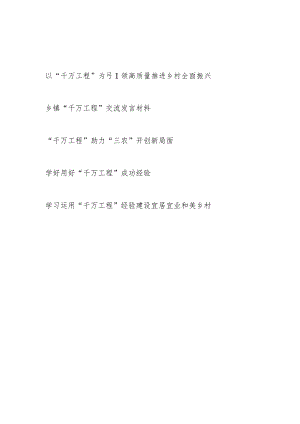 2024学习运用“千万工程”经验交流发言材料5篇.docx