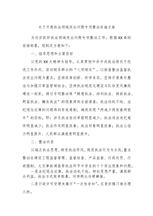 关于开展执法领域突出问题专项整治实施方案.docx
