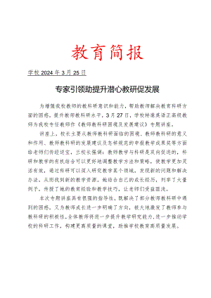 开展地区基础教育质量提升行动计划专项培训活动简报.docx