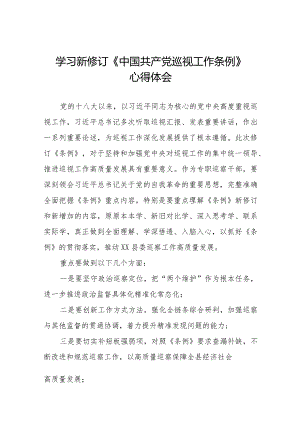 关于学习新修订中国共产党巡视工作条例2024版的心得体会十四篇.docx