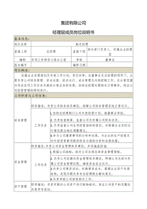 集团公司副总经理岗位说明书（财务管理）.docx