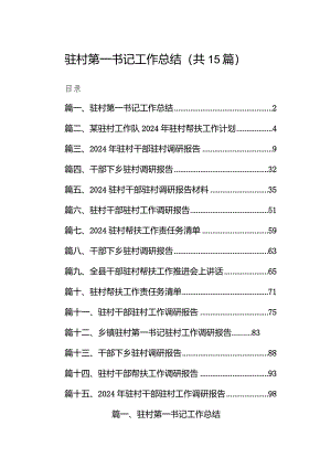 驻村第一书记工作总结（共15篇）.docx