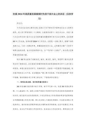 在镇2024年高质量发展暨镇村负责干部大会上的讲话.docx