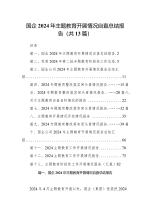 国企2024年专题教育开展情况自查总结报告（共13篇）.docx