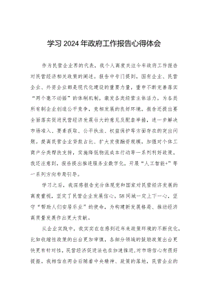 学习2024年两会《政府工作报告》心得体会范文合辑六十篇.docx