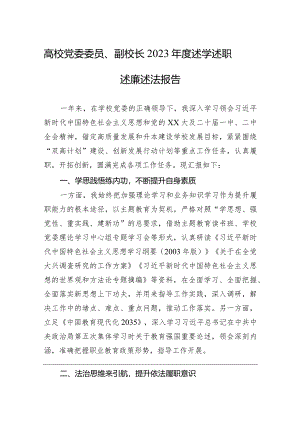 高校党委委员、副校长2023年度述学述职述廉述法报告.docx