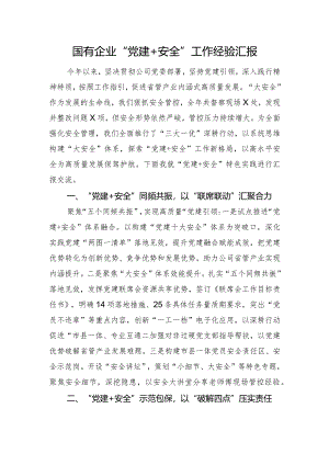 国有企业“党建+安全”工作经验汇报.docx