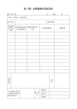 排（雨）水管道灌水试验记录.docx