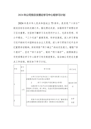 2024年党总支理论学习中心组学习计划范文2篇.docx