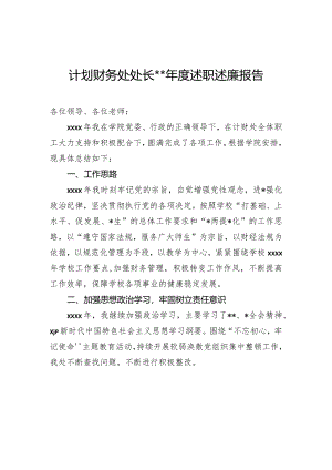 计划财务处处长2023年度述职述廉报告.docx