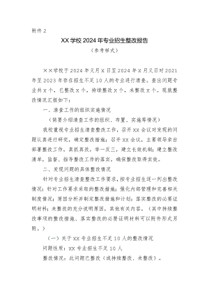 学校2024年专业招生整改报告（参考样式）.docx