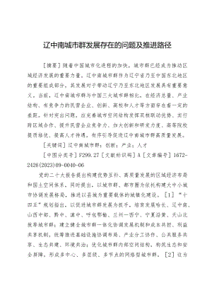 辽中南城市群发展存在的问题及推进路径.docx