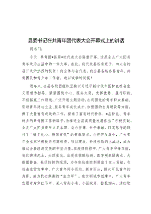 县委书记在共青年团代表大会开幕式上的讲话&在全县作风整顿动员活动部署会上的讲话.docx