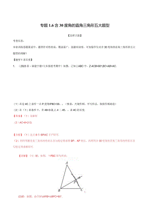 专题1.6含30度角的直角三角形五大题型（北师大版）（解析版）.docx
