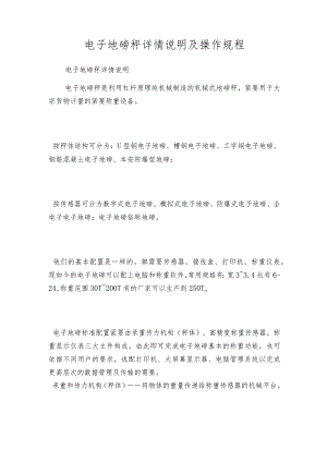 电子地磅秤详情说明及操作规程.docx