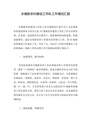 乡镇新农村建设工作队工作情况汇报.docx