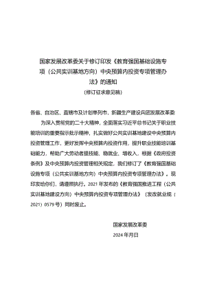 教育强国基础设施专项（公共实训基地方向）中央预算内投资专项管理办法（修订征.docx