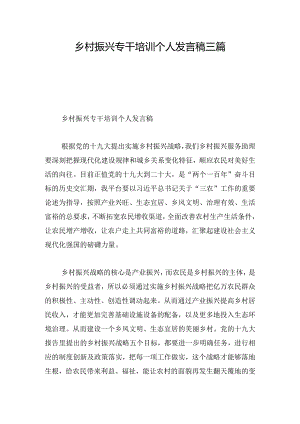 乡村振兴专干培训个人发言稿三篇.docx