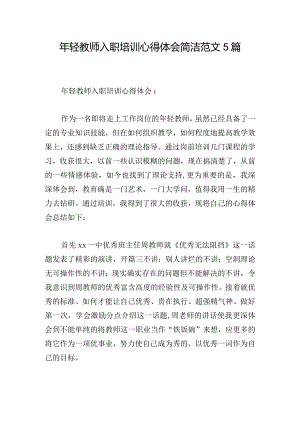 年轻教师入职培训心得体会简洁范文5篇.docx
