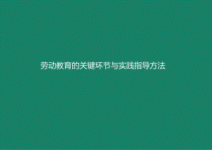 劳动教育的关键环节与实践指导方法.docx