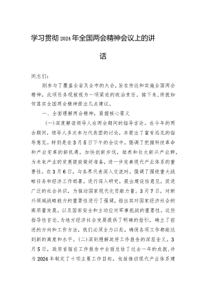 学习贯彻2024年全国两会精神会议上的讲话.docx