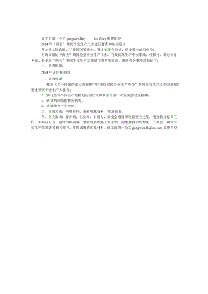 2024年“两会”期间安全生产工作进行督查和暗访通知.docx