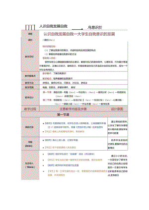 《大学生心理健康教育》教案第4课认识自我发展自我——大学生自我意识的发展.docx