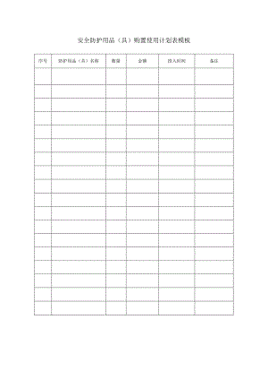 安全防护用品（具）购置使用计划表模板.docx