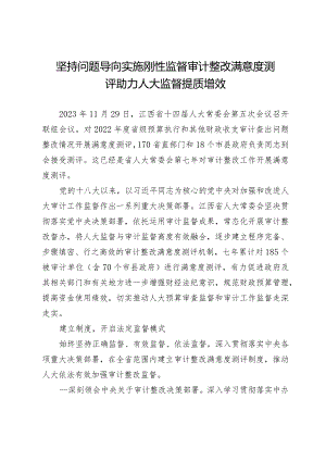 坚持问题导向实施刚性监督审计整改满意度测评助力人大监督提质增效.docx