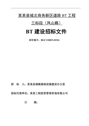 某商务新区新建道路施工BT招标.doc