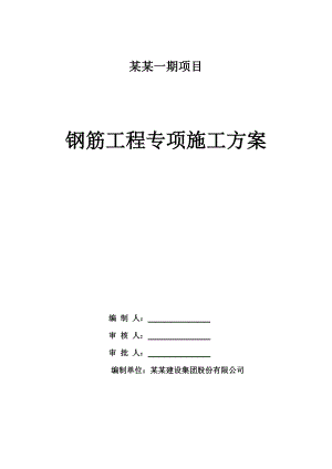 某地块楼层钢筋工程专项施工方案.doc